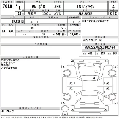 Volkswagen Polo  с аукциона в Японии