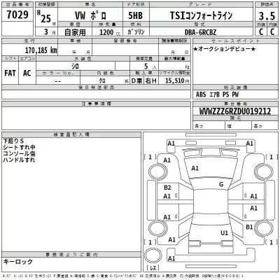 Volkswagen Polo  с аукциона в Японии