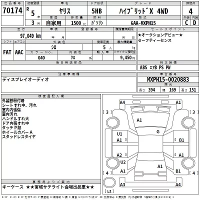 Toyota YARIS  с аукциона в Японии
