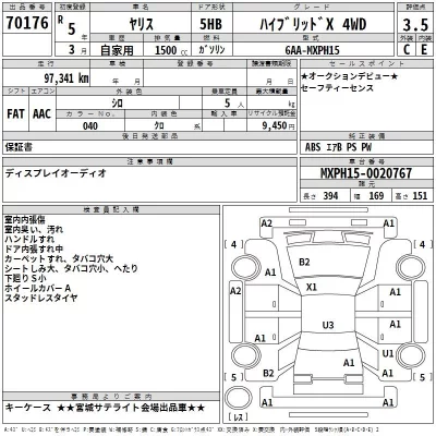 Toyota YARIS  с аукциона в Японии