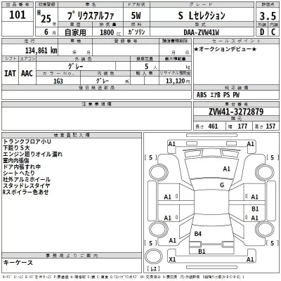 Toyota PRIUS ALPHA  с аукциона в Японии