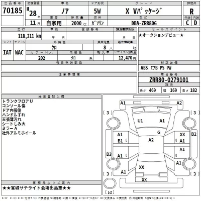 Toyota NOAH  с аукциона в Японии