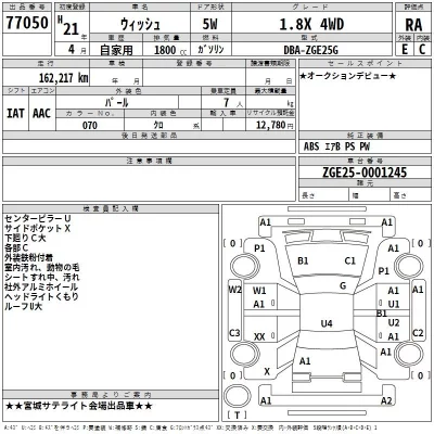 Toyota WISH  с аукциона в Японии