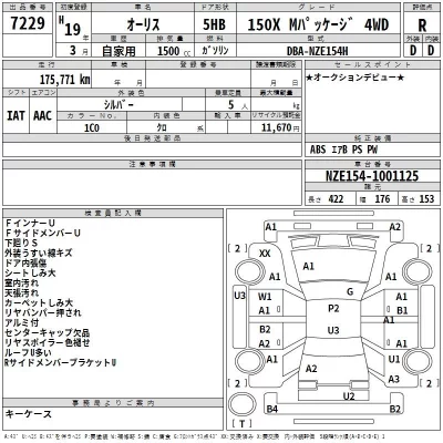Toyota AURIS  с аукциона в Японии