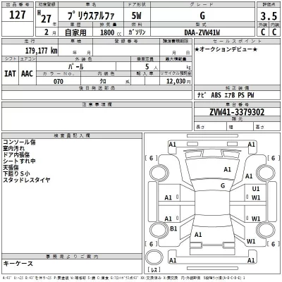 Toyota PRIUS ALPHA  с аукциона в Японии