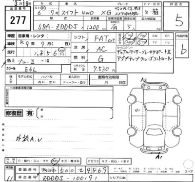 Suzuki SWIFT  с аукциона в Японии