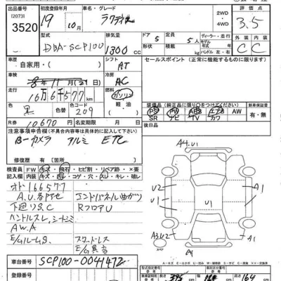 Toyota RACTIS  с аукциона в Японии