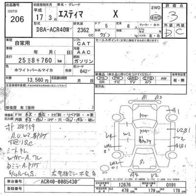 Toyota ESTIMA  с аукциона в Японии