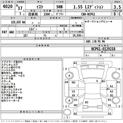 Toyota IST  с аукциона в Японии