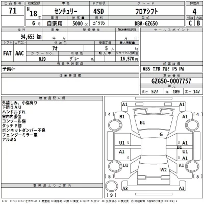 Toyota CENTURY  с аукциона в Японии