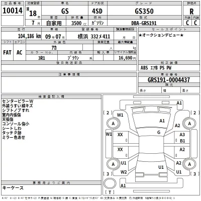 Lexus GS  с аукциона в Японии
