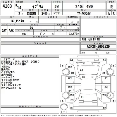 Toyota IPSUM  с аукциона в Японии