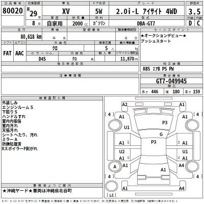 Subaru XV  с аукциона в Японии