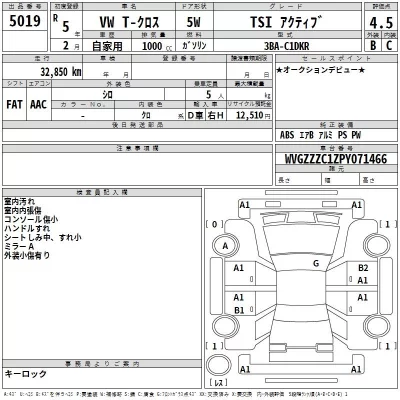 Volkswagen T-CROSS  с аукциона в Японии