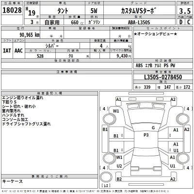 Daihatsu TANTO  с аукциона в Японии