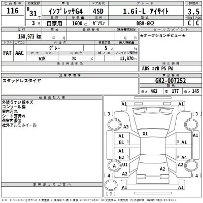 Subaru IMPREZA G4  с аукциона в Японии