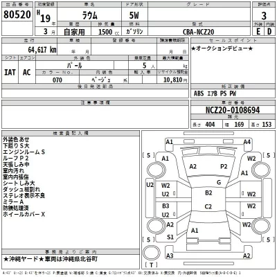 Toyota RAUM  с аукциона в Японии