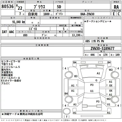 Toyota Prius  с аукциона в Японии