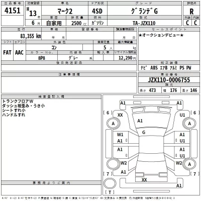 Toyota MARK II  с аукциона в Японии