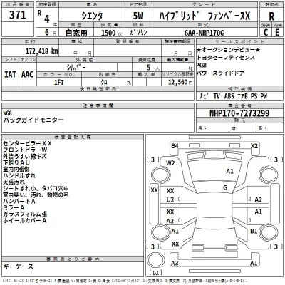 Toyota SIENTA  с аукциона в Японии