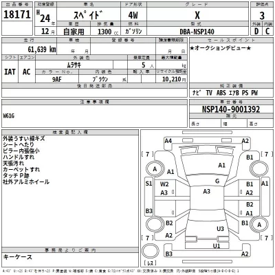 Toyota SPADE  с аукциона в Японии