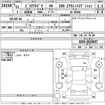 Toyota VISTA ARDEO  с аукциона в Японии