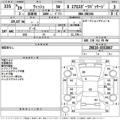 Toyota WISH  с аукциона в Японии