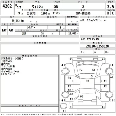 Toyota WISH  с аукциона в Японии