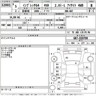 Subaru IMPREZA G4  с аукциона в Японии