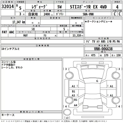 Subaru LEVORG  с аукциона в Японии