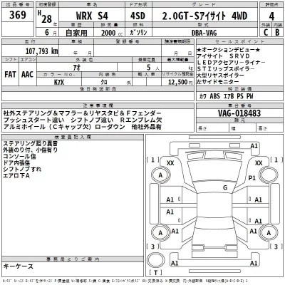 Subaru WRX  с аукциона в Японии