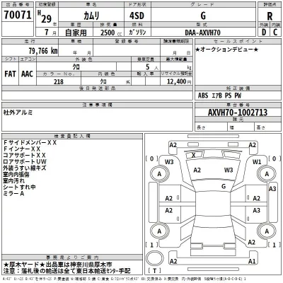Toyota CAMRY  с аукциона в Японии