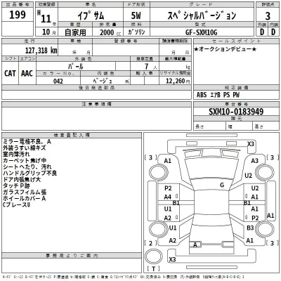 Toyota IPSUM  с аукциона в Японии
