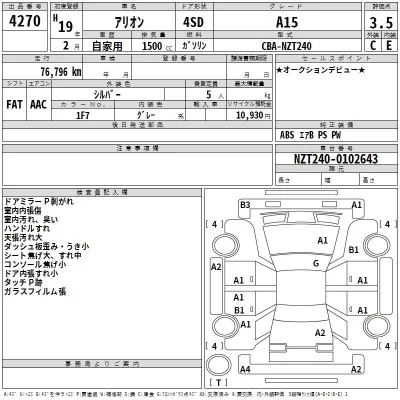 Toyota ALLION  с аукциона в Японии
