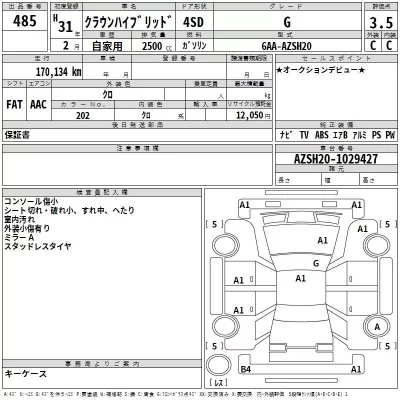 Toyota CROWN  с аукциона в Японии