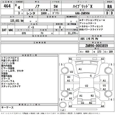Toyota NOAH  с аукциона в Японии