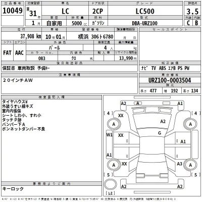 Lexus LC  с аукциона в Японии