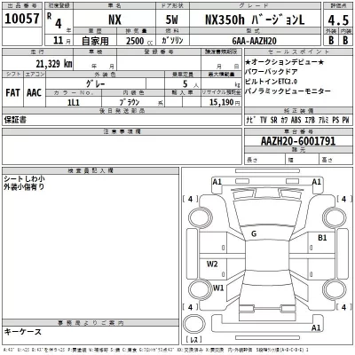 Lexus NX  с аукциона в Японии