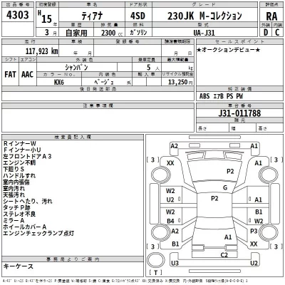 Nissan TEANA  с аукциона в Японии