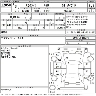 Nissan SKYLINE  с аукциона в Японии