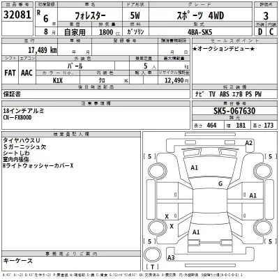 Subaru FORESTER  с аукциона в Японии