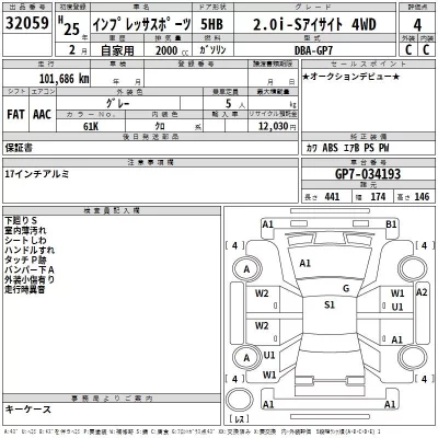 Subaru IMPREZA  с аукциона в Японии