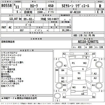 Toyota COROLLA  с аукциона в Японии