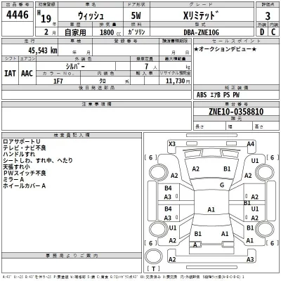 Toyota WISH  с аукциона в Японии