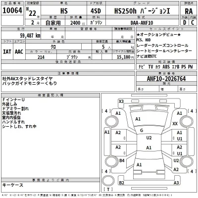 Lexus HS  с аукциона в Японии
