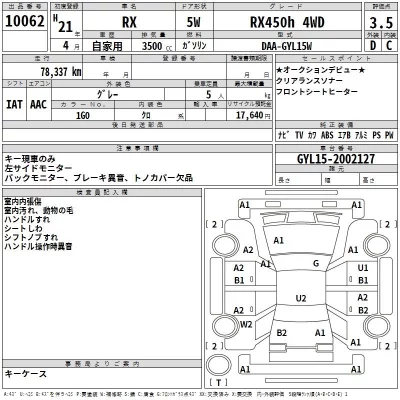 Lexus RX  с аукциона в Японии