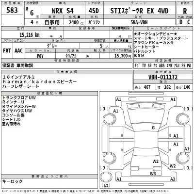Subaru WRX  с аукциона в Японии