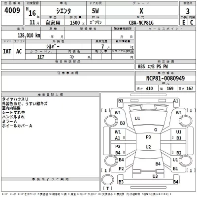 Toyota SIENTA  с аукциона в Японии