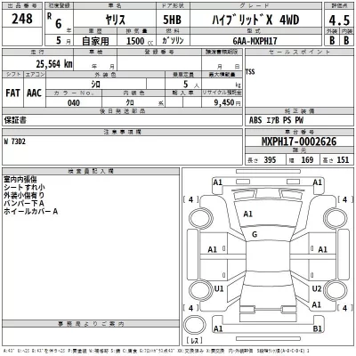 Toyota YARIS  с аукциона в Японии