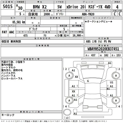 BMW X2  с аукциона в Японии